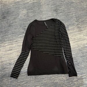 Karen Millen Black Long-Sleeve Striped Panel Top